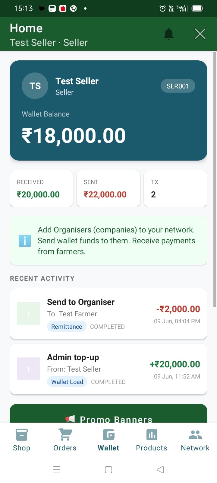 AgriMart checkout — Wallet, UPI, Cash