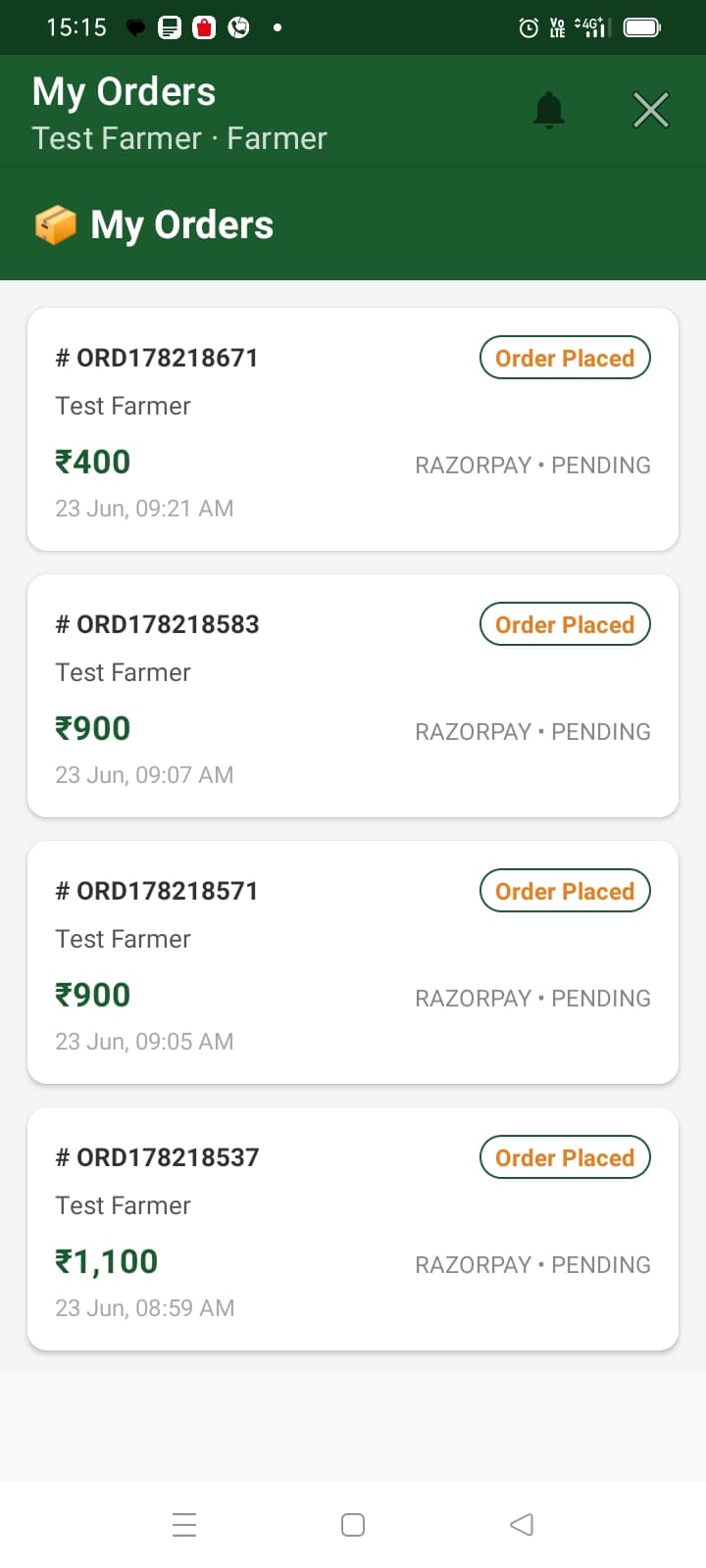 AgriMart order tracking screen